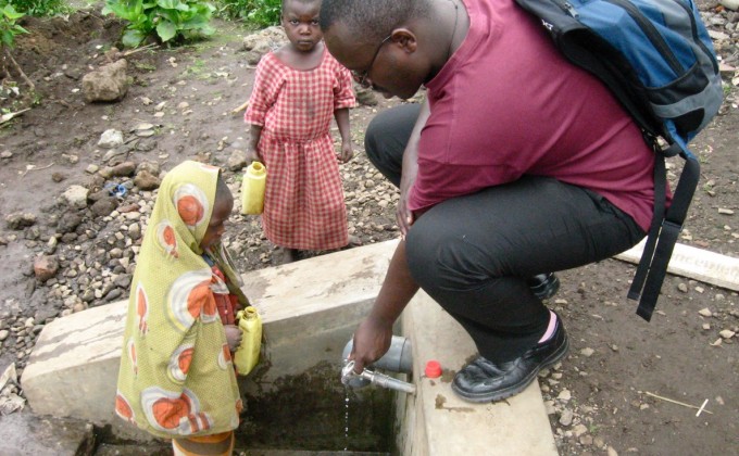 student with children